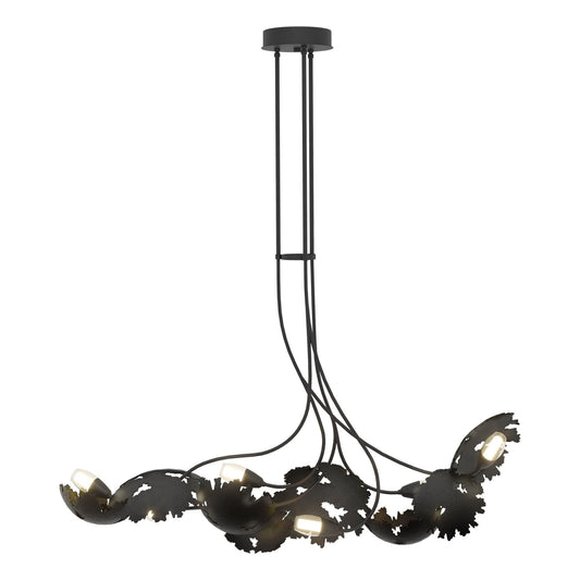 Pangea 6-Light Linear Pendant 6-Light Clear Glass with Frosted Diffuser (YE) in Black