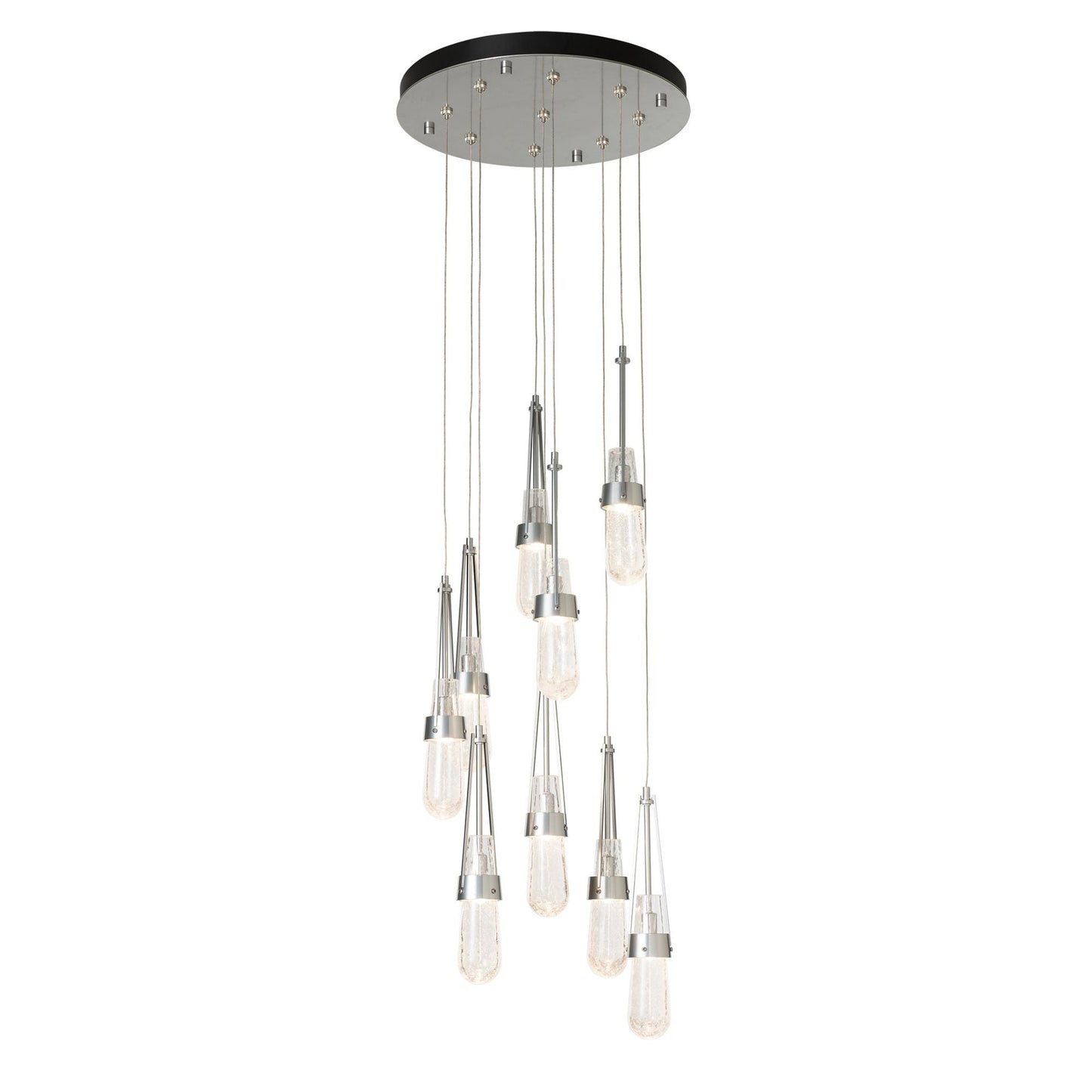 Link 9-Light Blown Glass Pendant 9-Light Clear Bubble Glass (YG) in Sterling