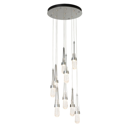 Link 9-Light Blown Glass Pendant 9-Light Clear Bubble Glass (YG) in Sterling