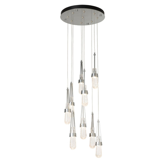 Link 9-Light Blown Glass Pendant 9-Light Clear Bubble Glass (YG) in Sterling