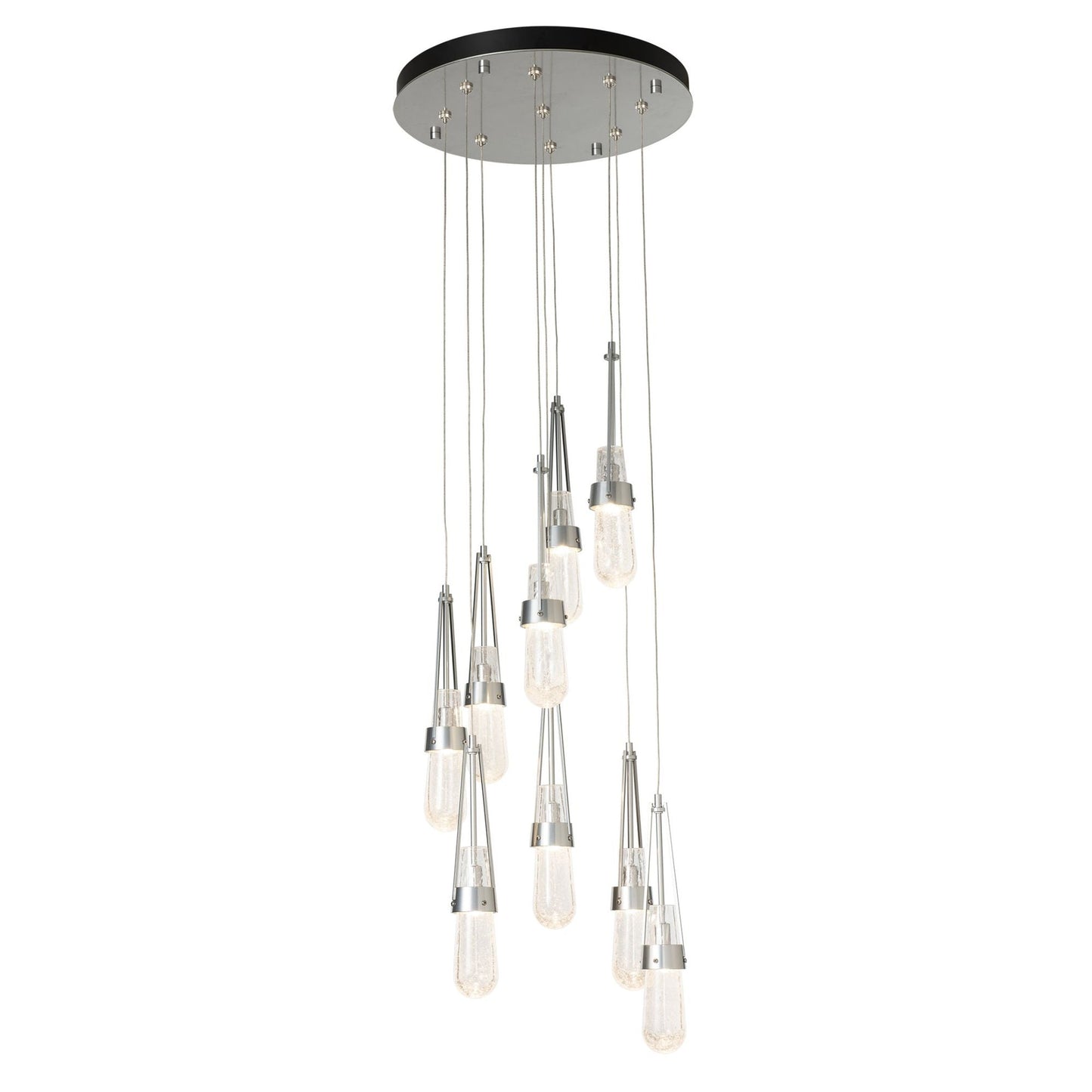 Link 9-Light Blown Glass Pendant 9-Light Clear Bubble Glass (YG) in Sterling