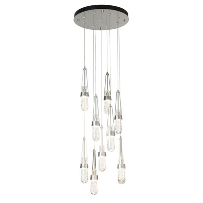 Link 9-Light Blown Glass Pendant 9-Light Clear Glass with White Threading (YJ) in Sterling