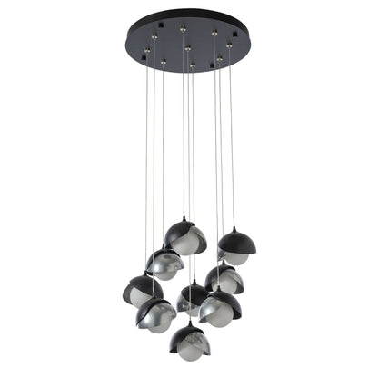 Brooklyn 9-Light Double Shade Pendant 9-Light Sterling Accent Opal Glass (GG) in Black