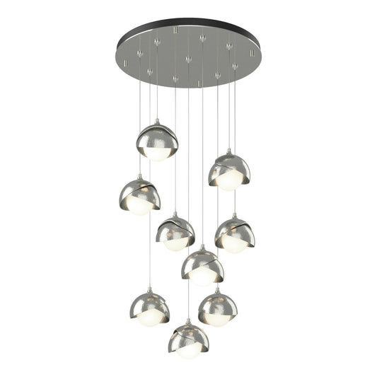 Brooklyn 9-Light Double Shade Pendant 9-Light Sterling Accent Opal Glass (GG) in Sterling