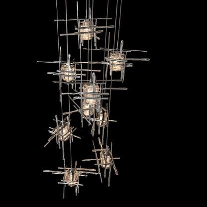Tura 9-Light Seeded Glass Pendant 9-Light Seeded Clear Glass (II) in Sterling