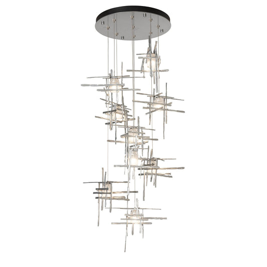 Tura 9-Light Frosted Glass Pendant 9-Light Cast Glass (YC) in Sterling