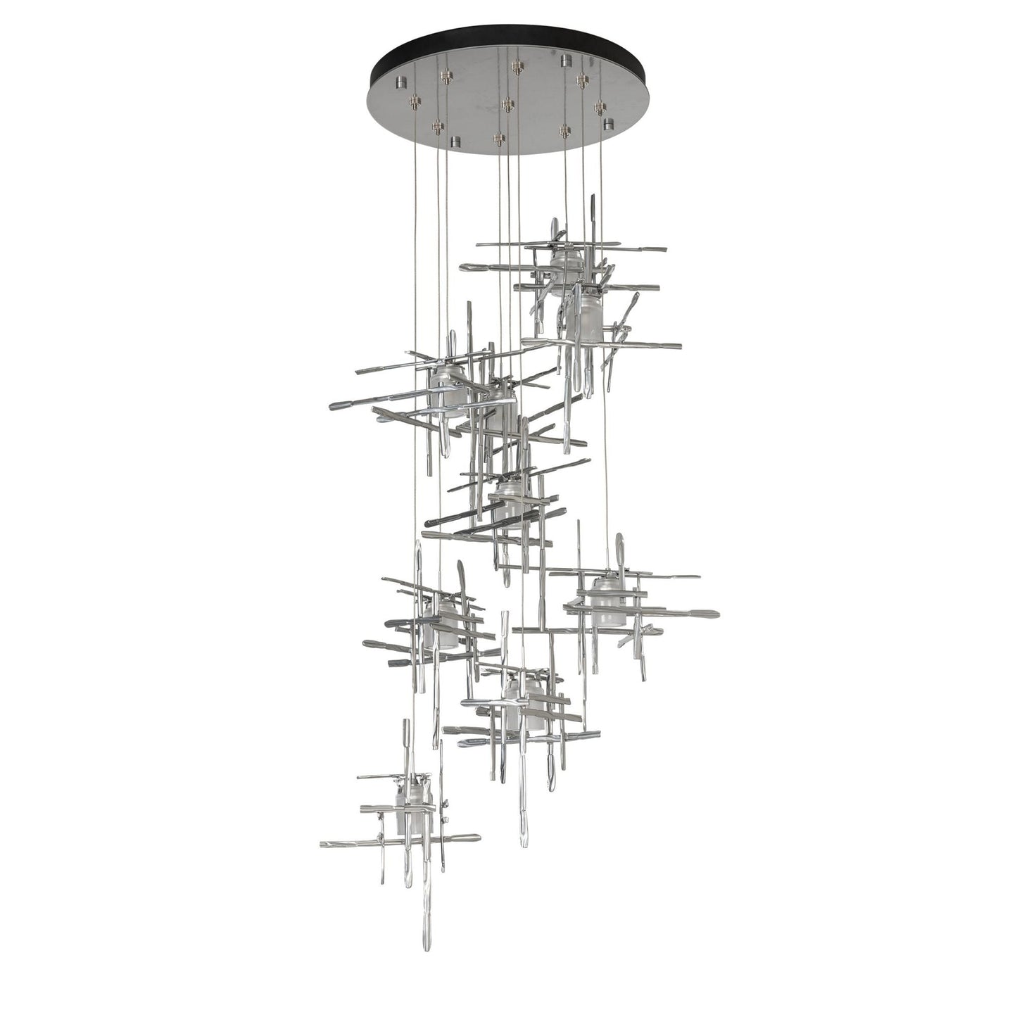 Tura 9-Light Frosted Glass Pendant 9-Light Cast Glass (YC) in Sterling