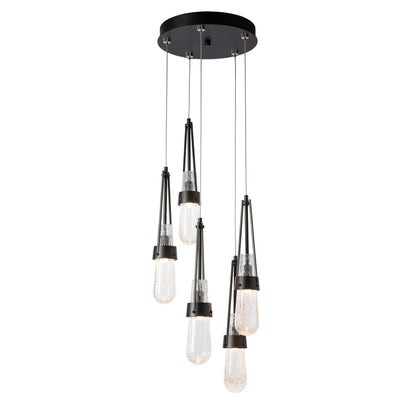 Link 5-Light Blown Glass Pendant 5-Light Clear Bubble Glass (YG) in Oil Rubbed Bronze
