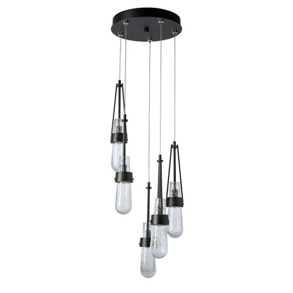 Link 5-Light Blown Glass Pendant 5-Light Clear Bubble Glass (YG) in Oil Rubbed Bronze