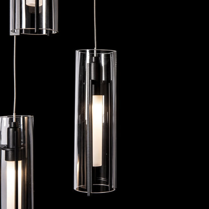 Exos Glass 5-Light Pendant 5-Light Clear Glass (ZM) in Black