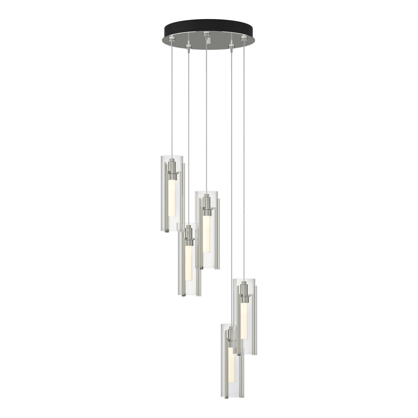 Exos Glass 5-Light Pendant 5-Light Clear Glass (ZM) in Sterling