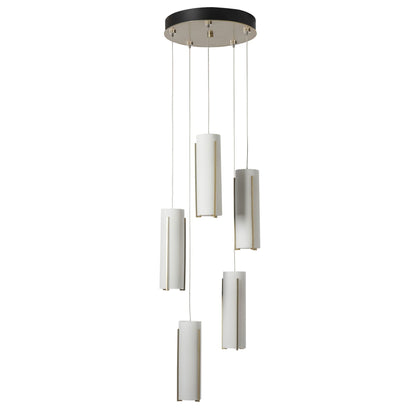Exos Glass 5-Light Pendant 5-Light Opal Glass (GG) in Modern Brass