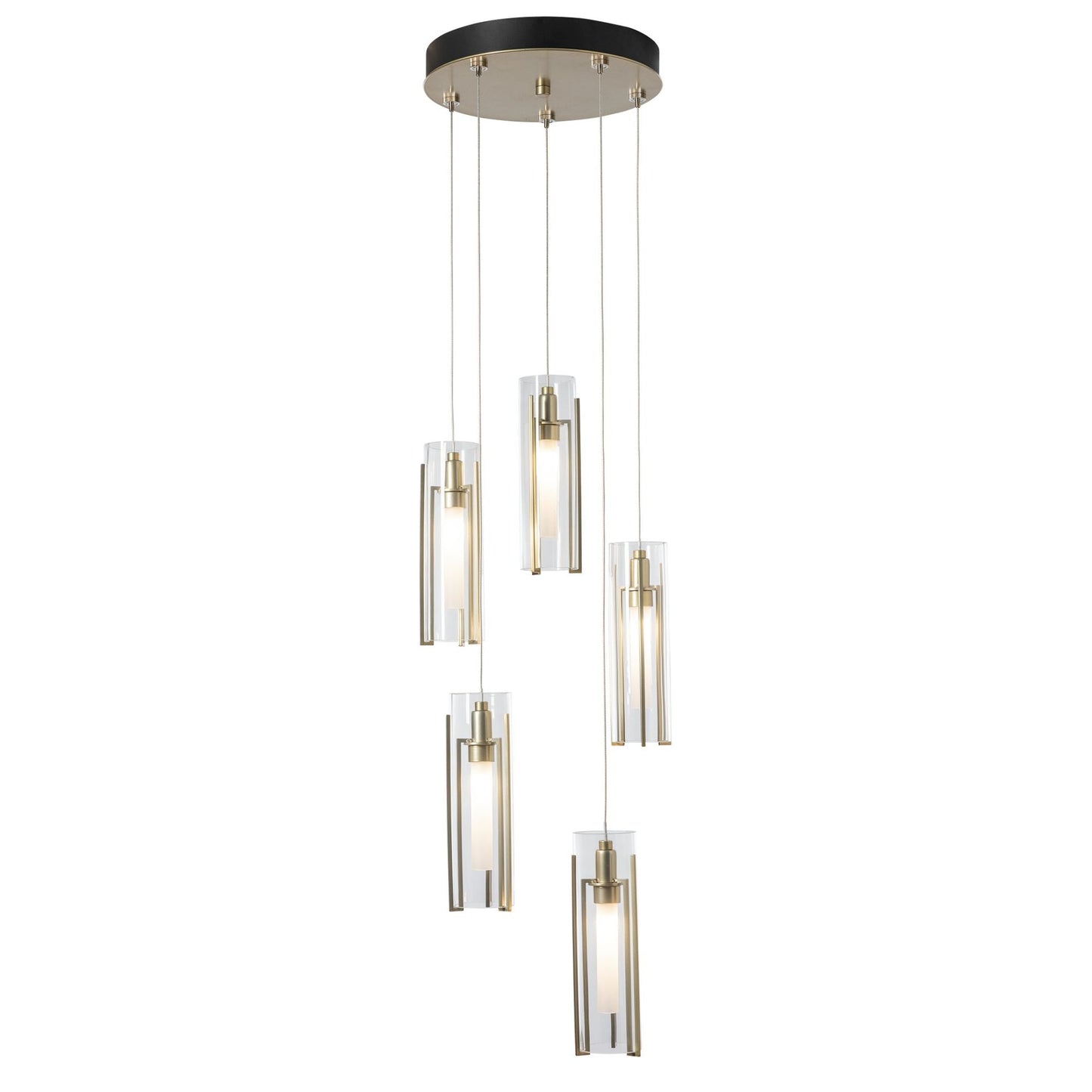 Exos Glass 5-Light Pendant 5-Light Clear Glass (ZM) in Modern Brass