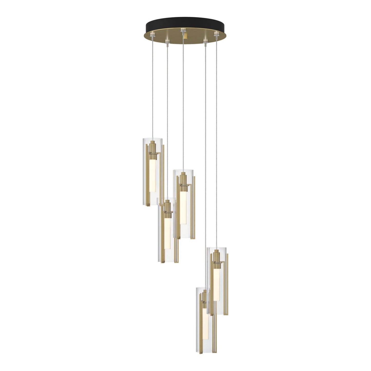 Exos Glass 5-Light Pendant 5-Light Clear Glass (ZM) in Modern Brass