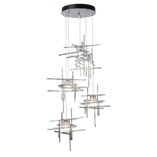 Tura 5-Light Frosted Glass Pendant 5-Light Cast Glass (YC) in Sterling