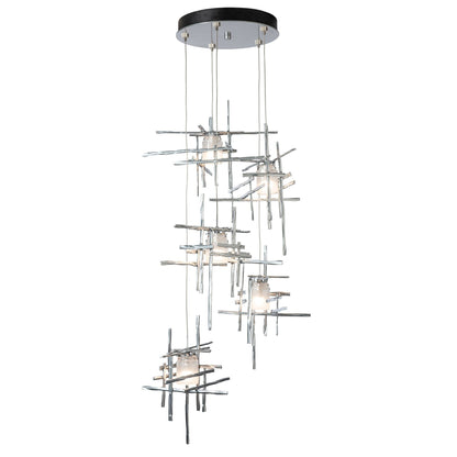 Tura 5-Light Frosted Glass Pendant 5-Light Cast Glass (YC) in Sterling