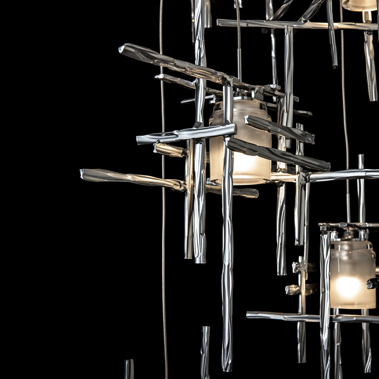 Tura 5-Light Frosted Glass Pendant 5-Light Cast Glass (YC) in Sterling