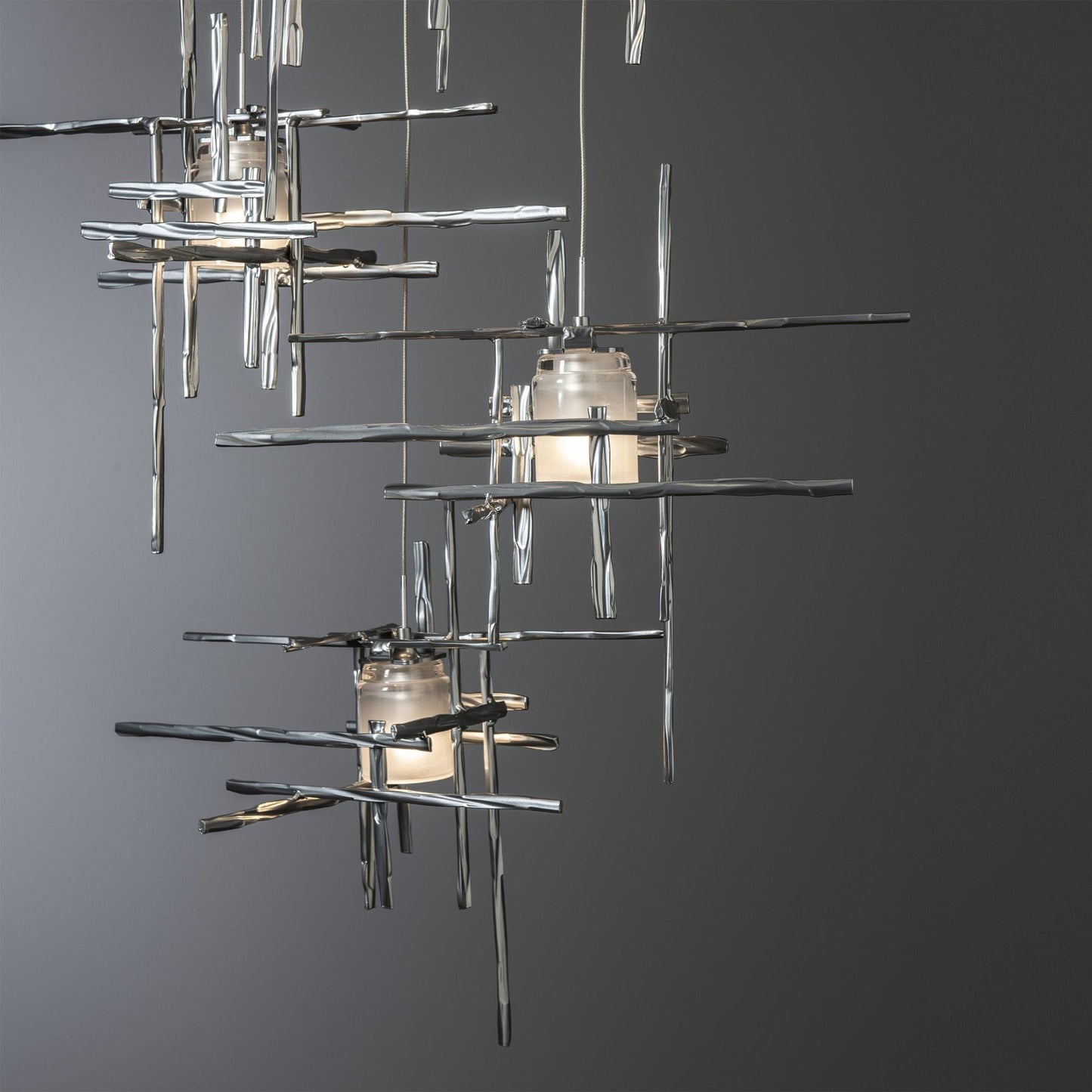 Tura 5-Light Frosted Glass Pendant 5-Light Cast Glass (YC) in Sterling
