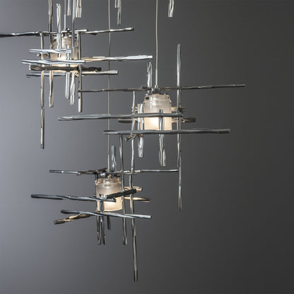Tura 5-Light Frosted Glass Pendant 5-Light Cast Glass (YC) in Sterling