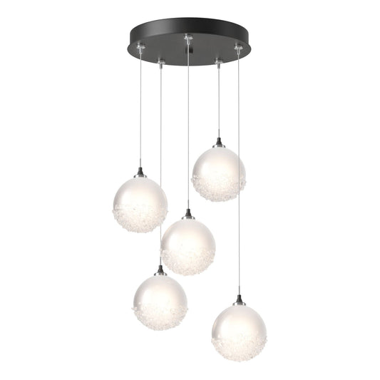 Fritz Globe 5-Light Pendant 5-Light Frosted Glass (FD) in Black