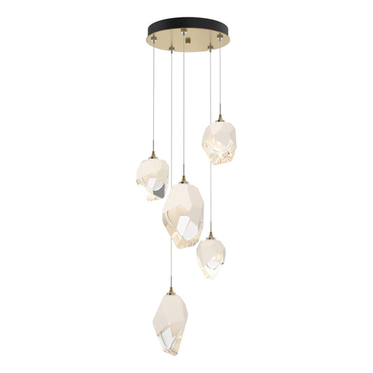 Chrysalis 5-Light Mixed Crystal Pendant 5-Light White Crystal (WP) in Modern Brass