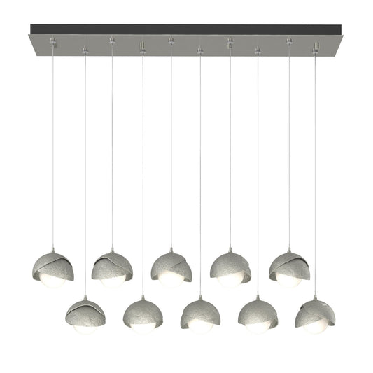Brooklyn 10-Light Double Shade Pendant 10-Light Sterling Accent Opal Glass (GG) in Sterling