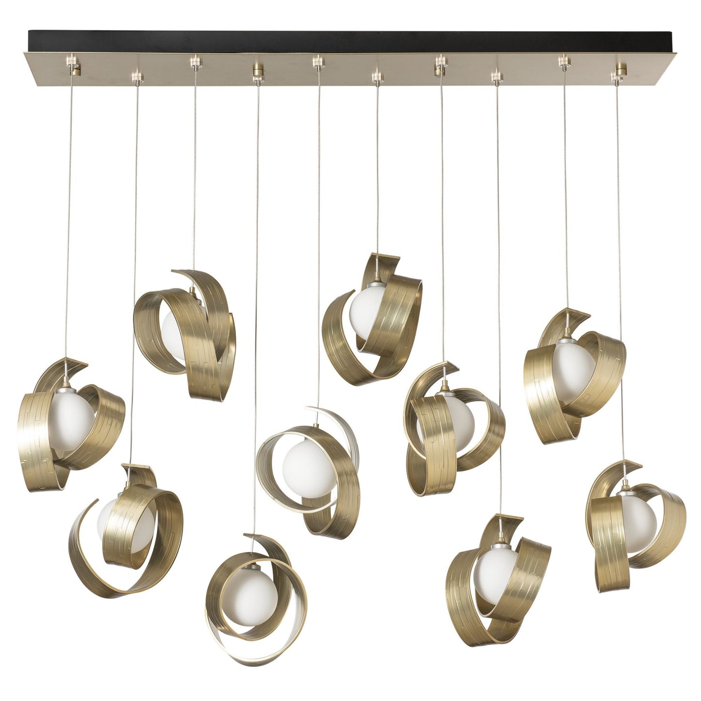 Riza 10-Light Pendant 10-Light Opal Glass (GG) in Modern Brass