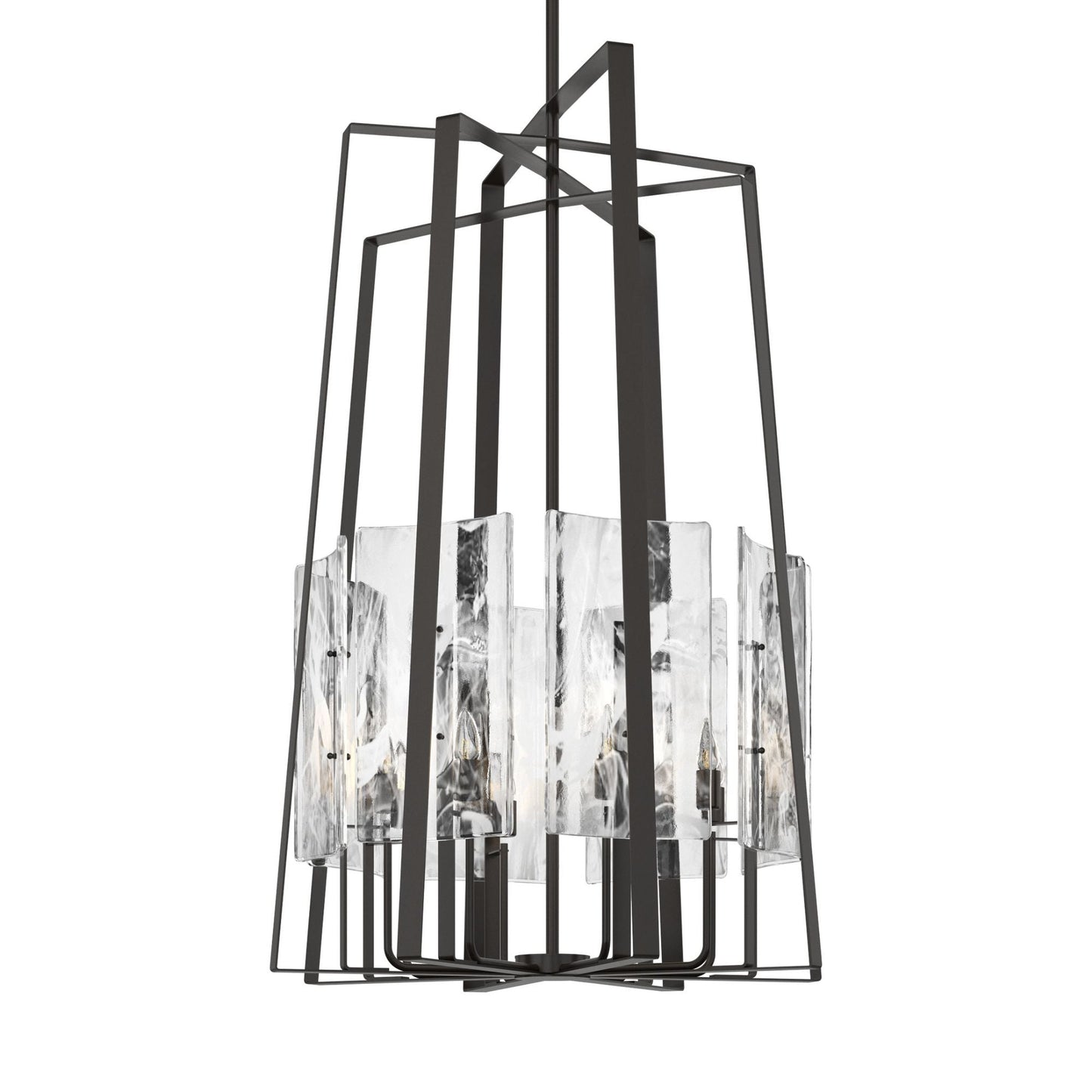 Arc 8-Light Tall Pendant 8-Light White Swirl Glass (YR) in Oil Rubbed Bronze