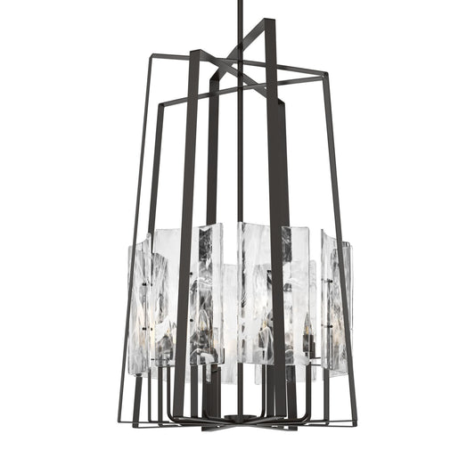 Arc 8-Light Tall Pendant 8-Light White Swirl Glass (YR) in Oil Rubbed Bronze