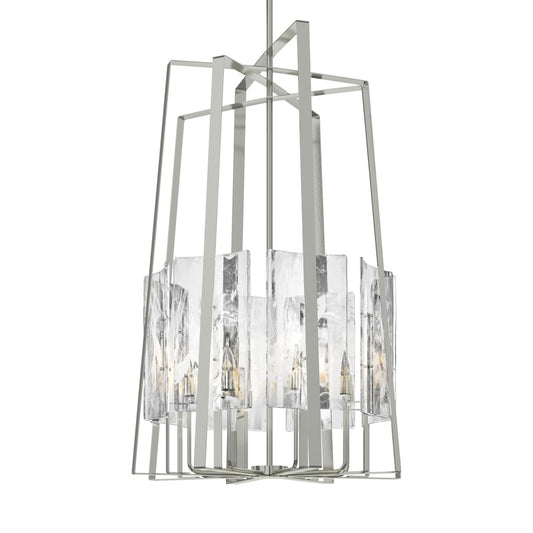 Arc 8-Light Tall Pendant 8-Light White Swirl Glass (YR) in Sterling