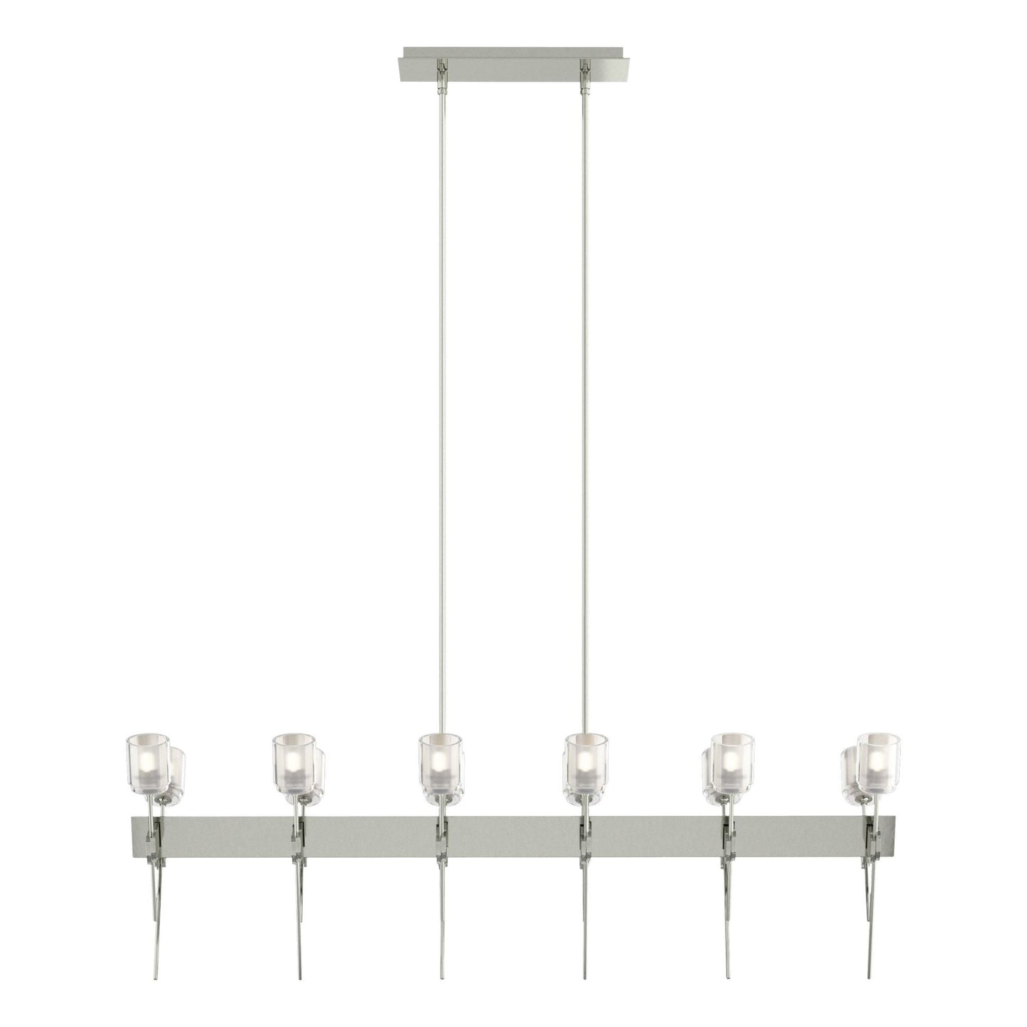 Echo 12-Light Linear Pendant 12-Light Cast Glass (YC) in Sterling
