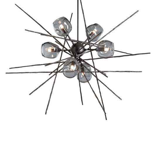 Griffin Starburst Pendant 6-Light Cool Grey Glass (YL) in Dark Smoke