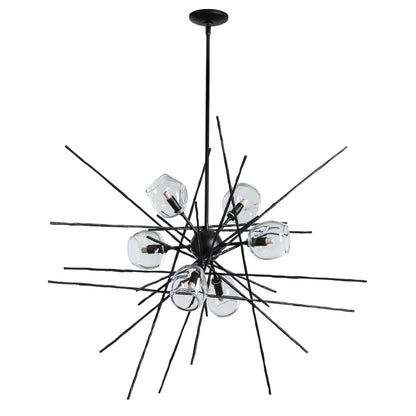Griffin Starburst Pendant 6-Light Clear Glass (ZM) in Black