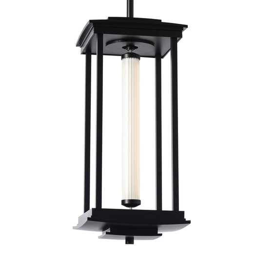Athena 1-Light Medium LED Lantern LED Clear Glass (ZM) in Black