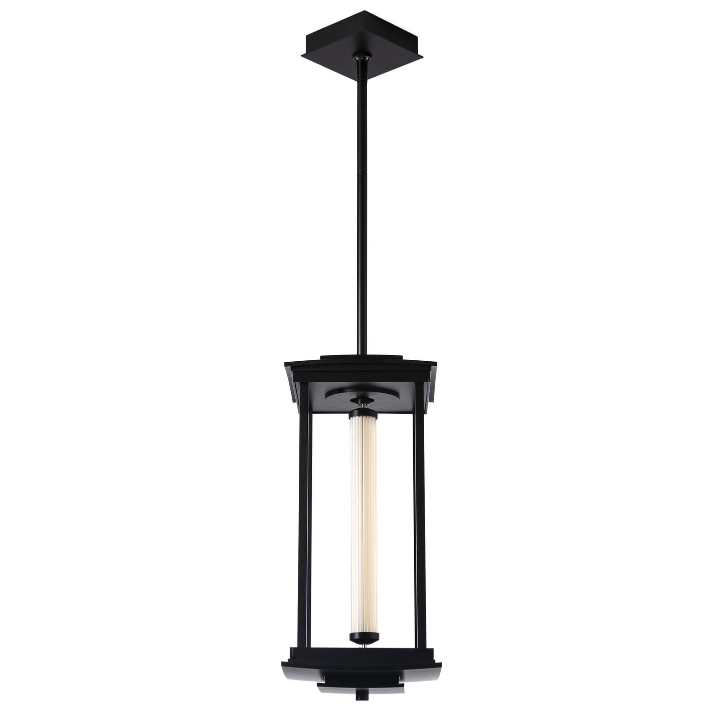 Athena 1-Light Medium LED Lantern LED Clear Glass (ZM) in Black