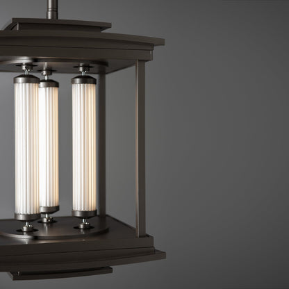 Athena 3-Light LED Lantern LED Clear Glass (ZM) in Dark Smoke