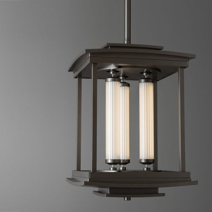 Athena 3-Light LED Lantern LED Clear Glass (ZM) in Dark Smoke