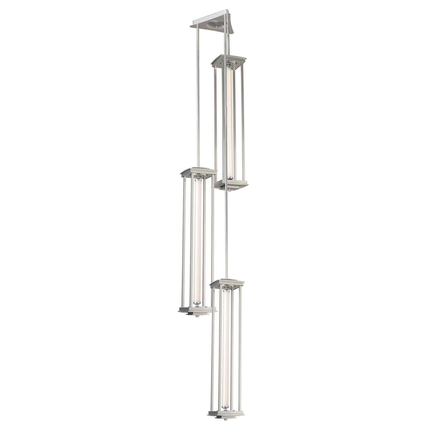 Athena Triple Tall LED Lantern LED Clear Glass (ZM) in Sterling