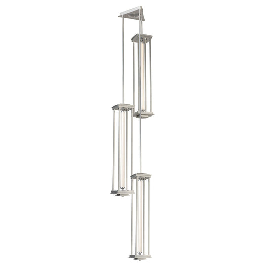 Athena Triple Tall LED Lantern LED Clear Glass (ZM) in Sterling