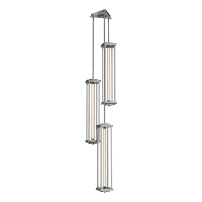 Athena Triple Tall LED Lantern LED Clear Glass (ZM) in Sterling