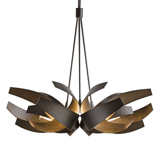 Corona Large Pendant 6-Light Clear Glass with Frosted Diffuser (YE) in Dark Smoke