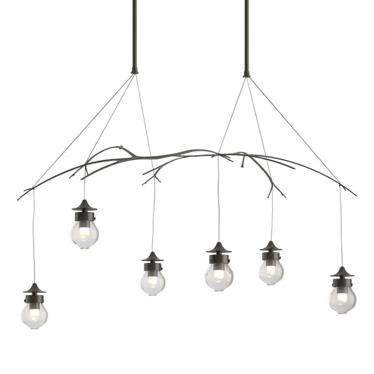 Kiwi Pendant 6-Light Clear Glass (ZM) in Dark Smoke