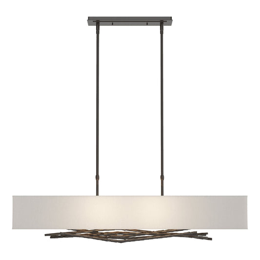 Brindille Pendant 4-Light Natural Anna Shade (SF) in Oil Rubbed Bronze