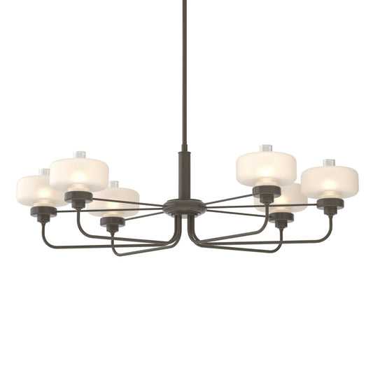 Nola Pendant 6-Light Clear Glass with Frosted Diffuser (YE) in Dark Smoke
