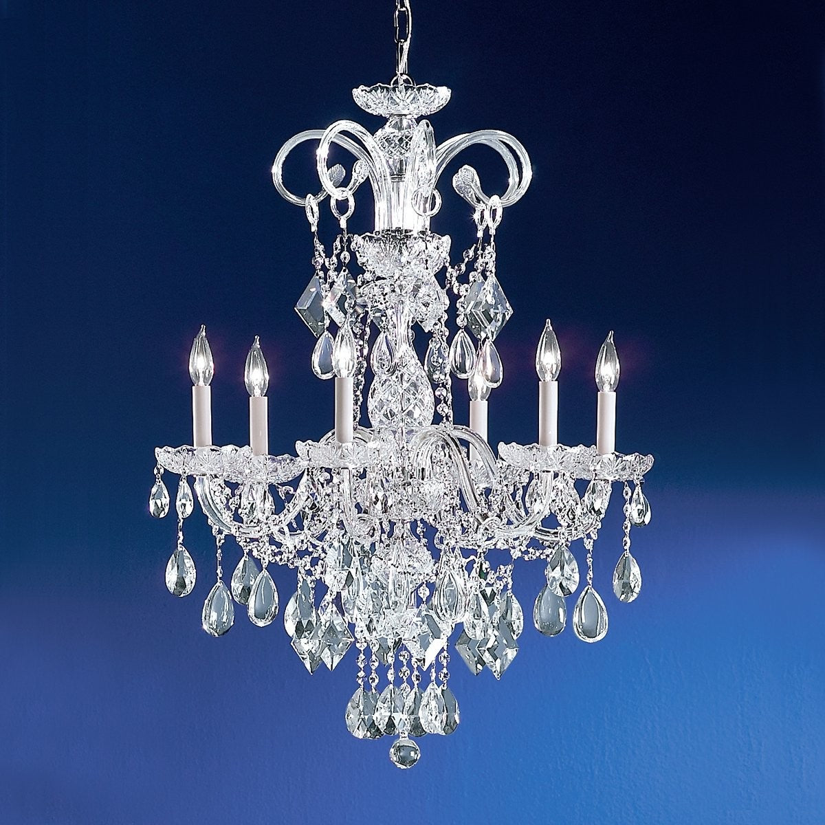 Polished chrome 6 Light Bohemian crystal Chandelier