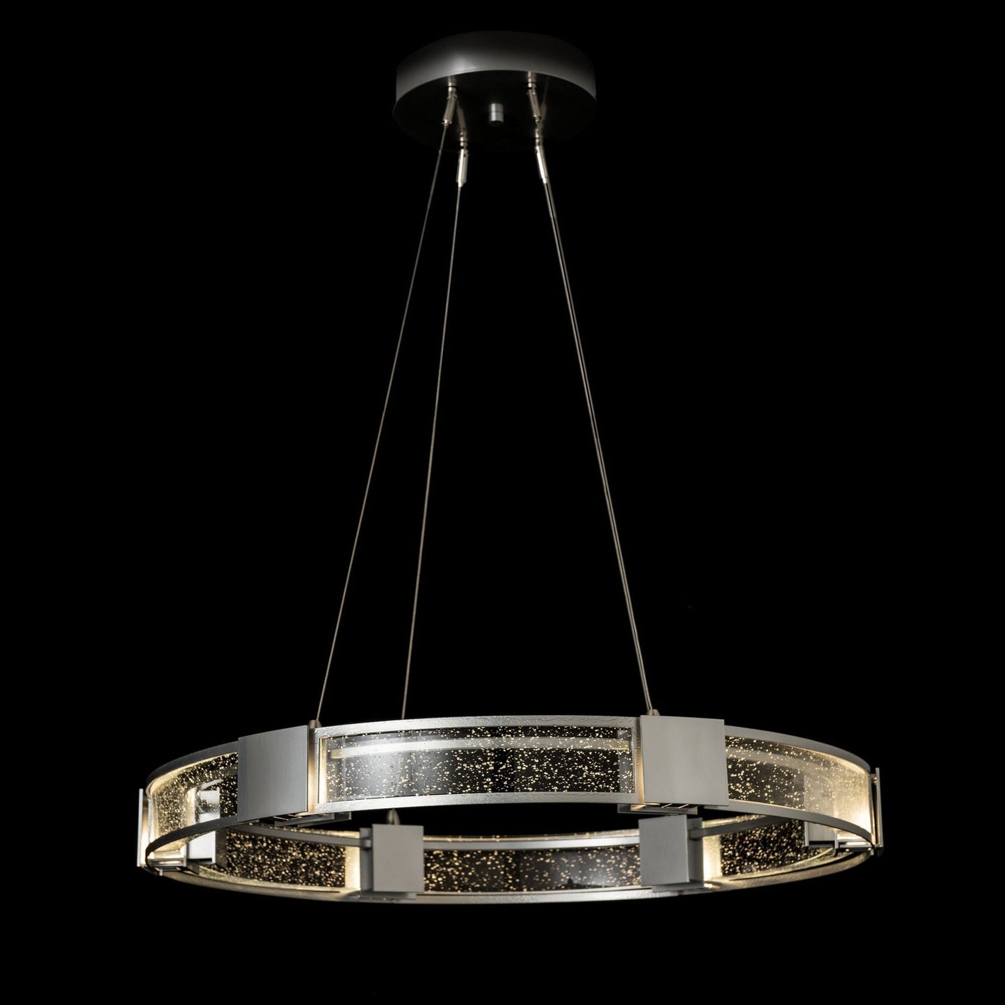 Aura Glass Pendant 6-Light Seeded Clear Glass (II) in Sterling