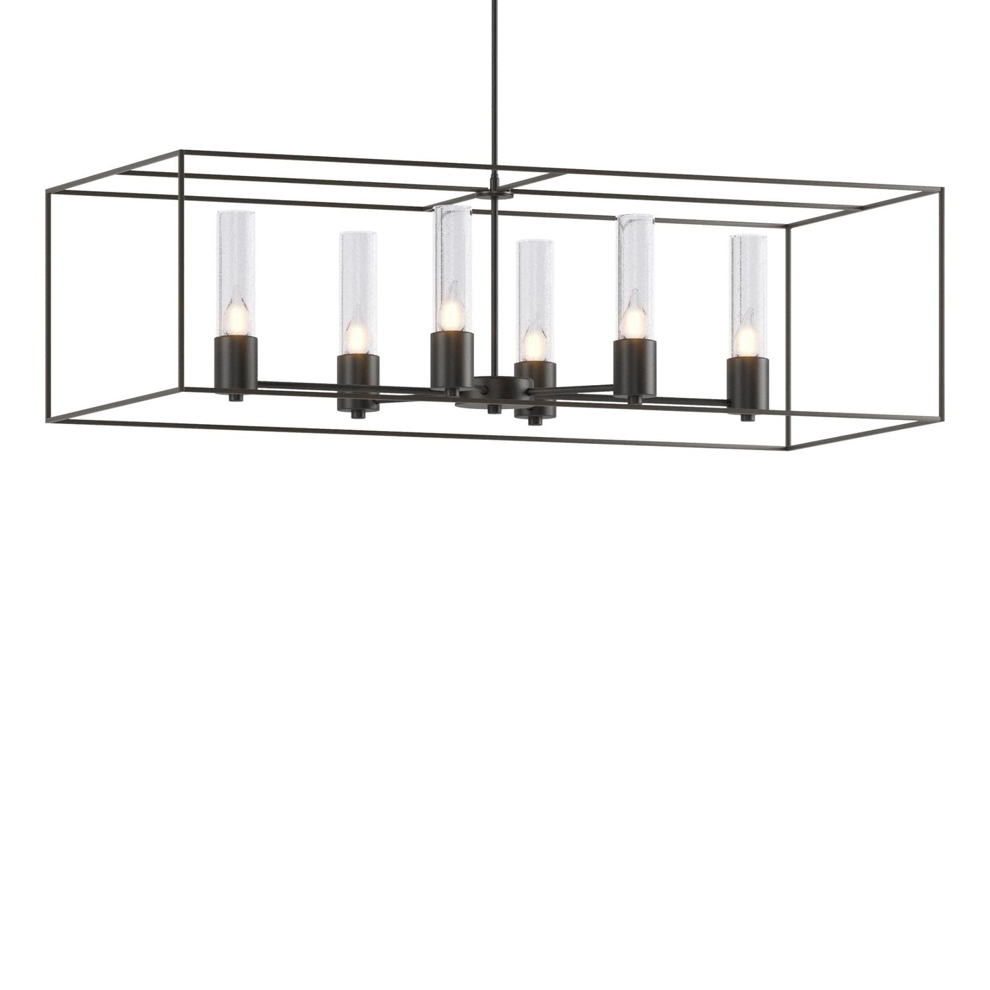 Portico Pendant 6-Light Dark Smoke Accent Seeded Clear Glass (II) in Black