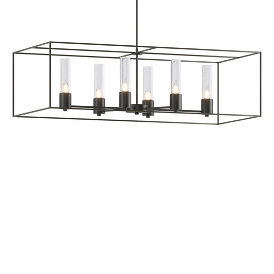 Portico Pendant 6-Light Dark Smoke Accent Seeded Clear Glass (II) in Black
