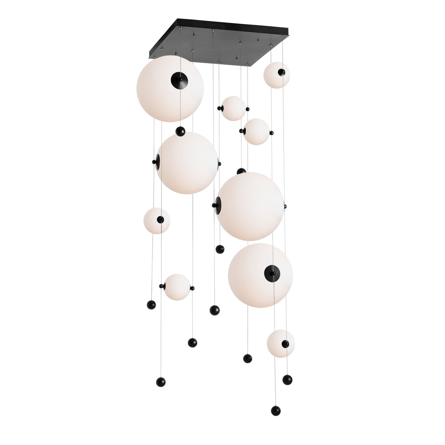 Abacus 10-Light Square LED Pendant LED Opal Glass (GG) in Black