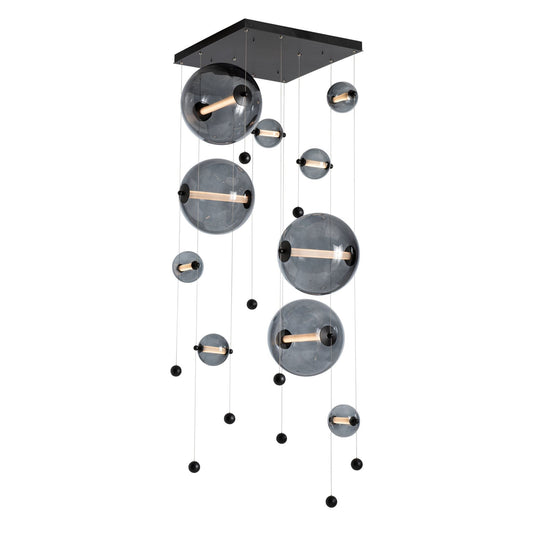 Abacus 10-Light Square LED Pendant LED Cool Grey Glass (YL) in Black